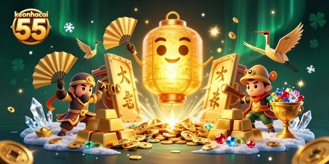 Engage in vibrant casino action with keonhacai 55 showcasing winning symbols and dynamic treasures.