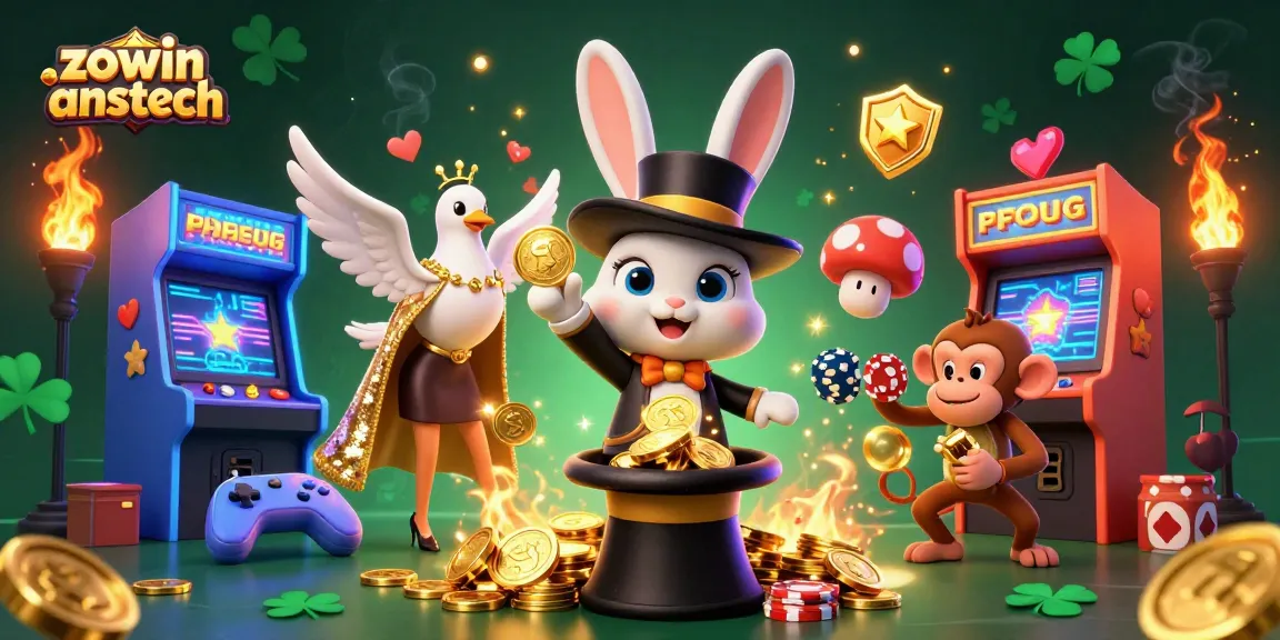 Experience engaging gameplay with zowin anstech and vibrant casino-themed characters.