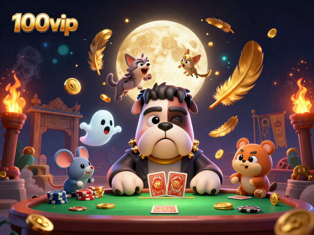 Engage with 100vip casino thrills at a fascinating scene featuring characters and vibrant casino elements.