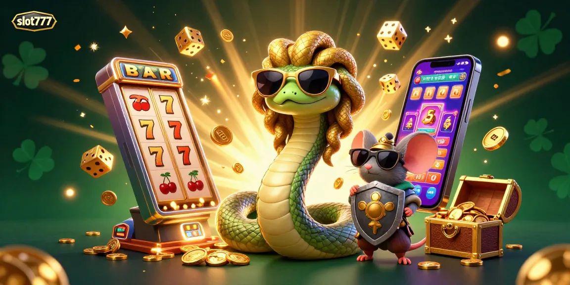 Spin the slot777 jackpot with vibrant 3D characters, gold coins, and casino elements in an engaging casino scene.