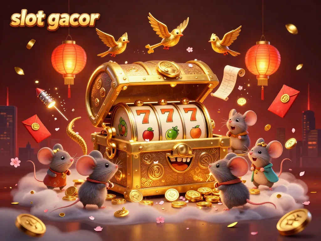 Experience the excitement of slot gacor with vibrant illustrations of winning treasures and lucky symbols.