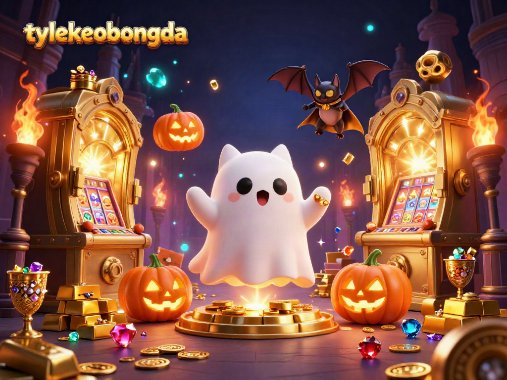Win big with tylekeobongda in this colorful haunted casino scene filled with treasures.