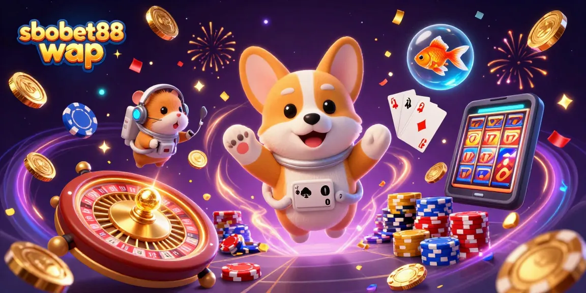 Experience sbobet88 wap in an engaging space casino scene with playful characters and vibrant gaming elements.