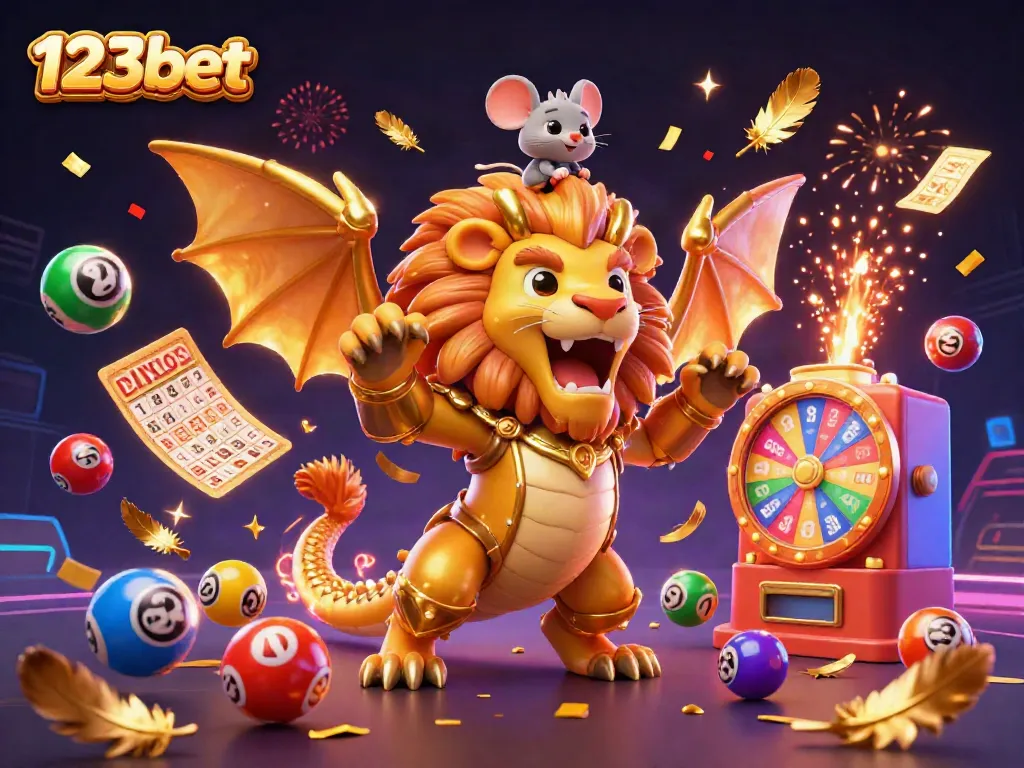 Engage in thrilling gameplay at 123bet with dynamic casino illustrations, showcasing exciting jackpots and vibrant elements.