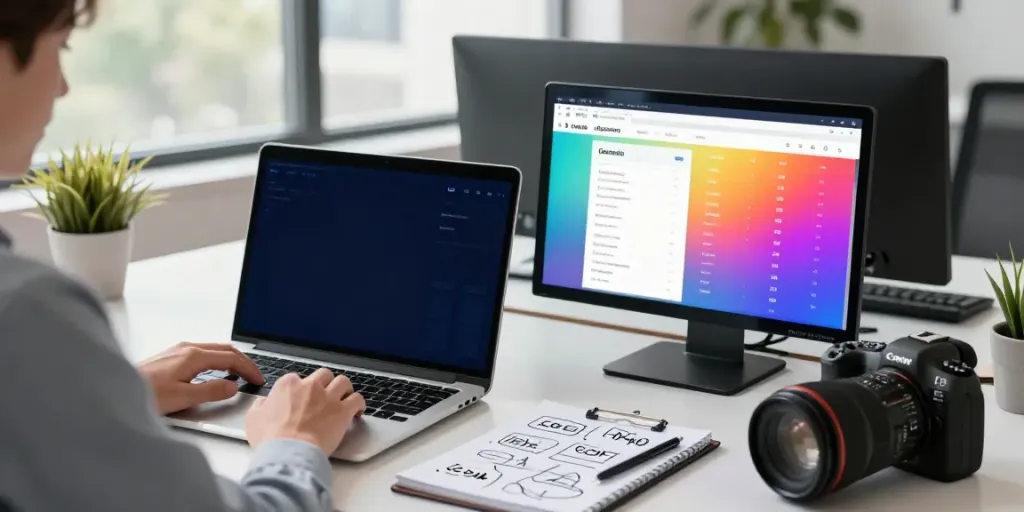 Buy domain without hosting in a professional workspace with a person registering domain names.