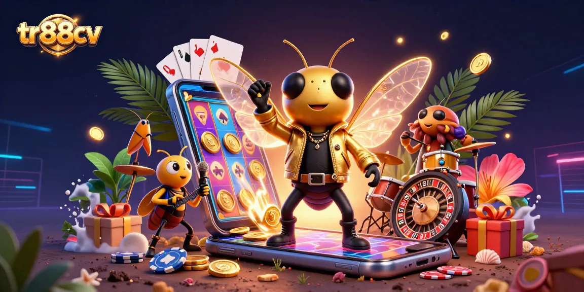 Engage with tr88cv's exciting casino atmosphere featuring vibrant characters and game elements.