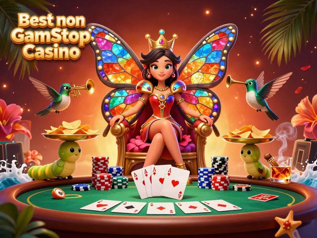 Engage with vibrant elements and characters in the Best non Gamstop Casino 3D illustration filled with rich details.