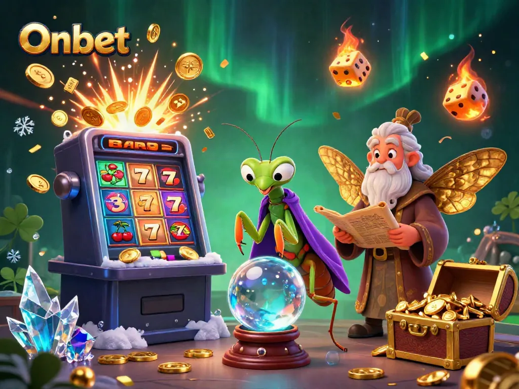 Experience Onbet's thrilling casino atmosphere with a vibrant 3D digital illustration featuring engaging characters and games.