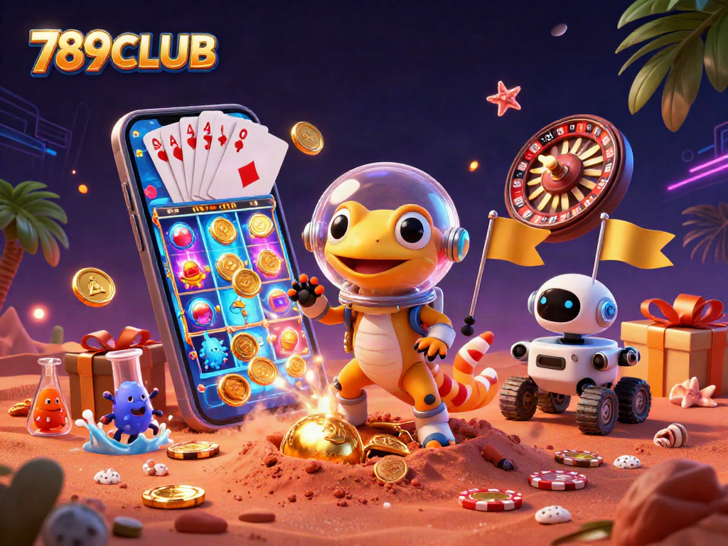Spin to win with 789CLUB at a vibrant 3D Martian casino scene filled with excitement.