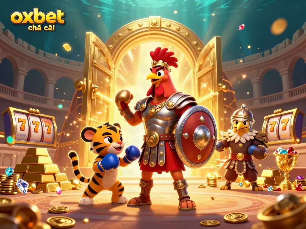 Experience the thrill with oxbet nhà cái in an exciting casino scene featuring games and rich treasures.
