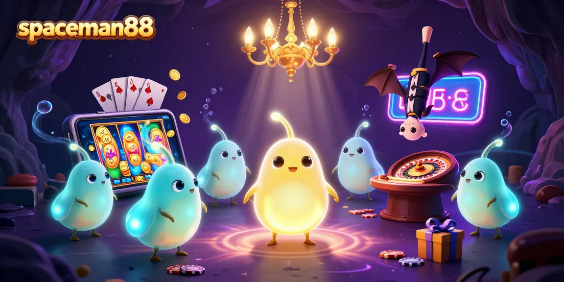 Experience the vibrant world of spaceman88 with glowing glowworms bringing casino magic to life in an exciting 3D scene.
